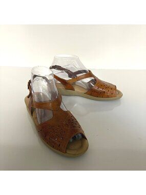 Airstep Brown Leather Adjustable Strap Sandals Womens Size 7.5 Comfort Sole Shoe